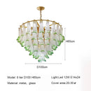 Ljojo French Medieval Luxury Green Glass Petal Chandelier Metal Round Pendant Light