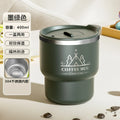 Ljojo 304 Stainless Steel Coffee Cup with Lid, Double-Layer Anti-Scalding Travel Mug