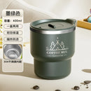 Ljojo 304 Stainless Steel Coffee Cup with Lid, Double-Layer Anti-Scalding Travel Mug