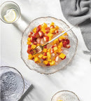 Ljojo 1500ml Glass Bowl for Household, Tableware, Fruit Dessert Plate, Gold-Plated Bowl