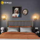 Brass Bedside Sconce with Glass Shell Lamp for Bedroom & Living Room décor - Ljojo