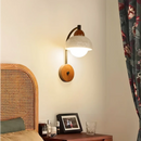 Ljojo LED Wall Lights Bathroom Decor Pull Chain Switch Black Iron Yellow Travertine