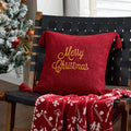 Ljojo Merry Christmas Letter Embroidery Pillow Cover 45x45cm