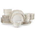 Ljojo 32 Piece Relief White Stoneware Dinnerware Set with Plates and Bowls