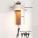 Ljojo LED Wall Light Mirror Stone Wood Wall Art Decor Bedroom Lamp
