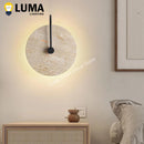 Wabi Sabi Style Yellow Travertine Round LED Wall Sconce Light for Bedroom by Ljojo