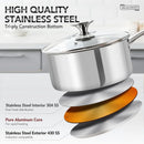 Ljojo 3Pc Stainless Steel Stew Pot Set with Lid & Steel Handle, Induction Compatible