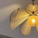 French Fabric Flower Pendant Light Creamy LED Chandelier for Hotel Bedroom Living Room by Ljojo