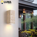 Ljojo Yellow Travertine Outdoor Wall Lamp Waterproof Sconce for Courtyard & Hallway