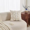 Cream Woven Tufted Pillowcase with Beige Tassel Embroidery by Ljojo