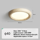 Nordic Yellow Travertine Ceiling Light Led Round Wabi Sabi Stone Lamp by Ljojo