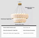 French Cream Style Feather Pendant Light | Designer Circular Shell Glass Dining Room Decor | Ljojo