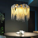 Ljojo Luxury Tassel Chandelier Lighting: Postmodern Aluminum Chain Hanging Lights for Living Room Bedroom Hotel