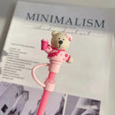 Bear Silicone Straw Cover Tops for 7-8mm Straws by Ljojo - Pink Cute Drinking Decor