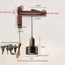 Ljojo Mid Century Modern LED Wall Light - Black Travertine Folding Bedside Lamp