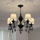 American Retro Candle Chandelier Nordic Ceramic Led Pendant Lights Living Room Fabric Lighting by Ljojo