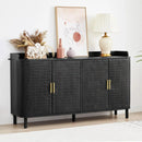 Ljojo™ 4-Door Wooden Storage Cabinet with Adjustable Shelf and Iron Legs