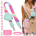 Ljojo 4Pcs Colorful Tumbler Cup Holder Set with Adjustable Strap & Handle