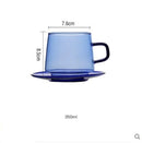 Ljojo 350ml Stackable Glass Coffee Tea Cup in Amber Blue Green Colors