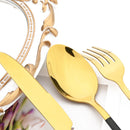 Ljojo 24-Piece Black Stainless Steel Cutlery Set Flatware Tableware Silverware Kit