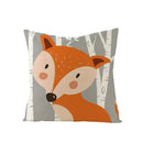 Ljojo Lovely Animals Linen Cushion Cover - Cute Bear Fox Deer Print