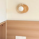 Ljojo LED Wall Light White Glass Wood Yellow Travertine Japan Style