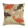 Ljojo Lotus Carp Print Cushion Cover for Home Decor on Mahogany Chair