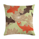 Ljojo Lotus Carp Print Cushion Cover for Home Decor on Mahogany Chair