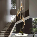 Black Stair Chandelier by Ljojo: Modern Duplex Interior LED Ceiling Light for Living & Dining Rooms