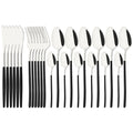 Ljojo 24-Piece Stainless Steel Dinnerware Set White Silver Flatware Tableware Kit