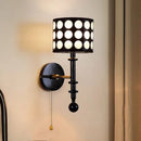 French Retro Bedroom Bedside Fabric Wall Lamp Wave Point Wood Lighting by Ljojo