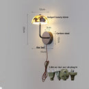 Ljojo Marble Stone LED Wall Sconce, Rotatable Switch, White Glass, Carbon Steel