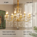 Ljojo Lustre European Crystal Chandelier French Gold Candle Pendant Lights for Home Decor