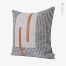 Ljojo Light Luxury Orange Gray Leather Stitching Square Pillow