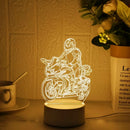 3D LED Motorcycle Rider Night Light Modern Decor for Bedroom Living Room by Ljojo