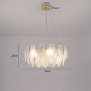Ljojo Modern Luxury Gold Feather Glass Chandelier Pendant Light for Living Room Bedroom