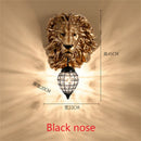American Retro Lion Head Wall Lamp Resin led Wall Light for Living Room Hallway by Ljojo