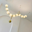 French Cream Designer Pearl Chandelier Luxury Pendant Light for Dining Table by Ljojo.