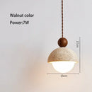 Ljojo Yellow Travertine Pendant Light - Japanese Style Stone Chandelier for Home Decor