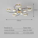 Ljojo LED Smart Remote Control Round Chandelier for Living Room Kitchen Interior Lighting