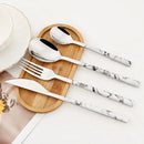 Ljojo 24Pcs Stainless Steel Cutlery Set with Imitation Wood Handle