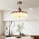 Modern Walnut Wood Grain LED Ceiling Fan Lamp for Living Dining Room by Ljojo