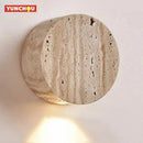 Japanese Wabi Sabi Yellow Travertine LED Wall Sconce - Rotatable Natural Stone for Bedroom by Ljojo