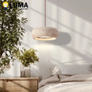 Japanese Yellow Travertine Pendant Lamp by Ljojo - Natural Luma Cave Stone Hanging Lighting