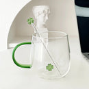 Ljojo 450ml Heat Resistant Glass Coffee Mug with Stirring Stick