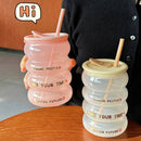 Ljojo 520ml Glass Tumbler with Silicone Lid and Straw for Beverages