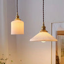 Japanese Style Ceramic Chandelier LED Pendant Lighting Brass Holder by Ljojo