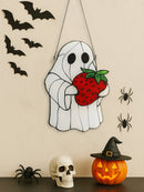 Ljojo™ Halloween Ghost Hanging Decor, Cute Strawberry Ghost Design - Window/Wall Ornaments