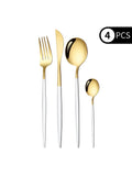 Ljojo 4-Piece Black Gold Stainless Steel Cutlery Set