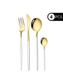 Ljojo 4-Piece Black Gold Stainless Steel Cutlery Set
